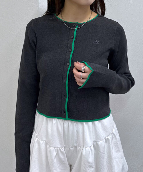 M-LINE カーディガン 「mline」配色刺繍カーディガン レディース