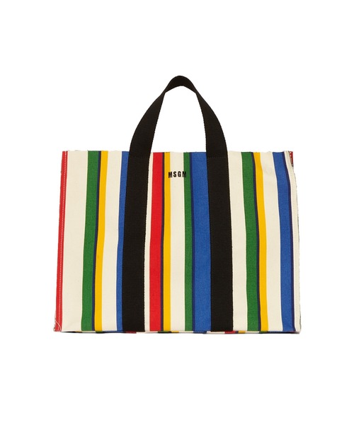 MSGM トートバッグ 「NEW」マルチストライプ キャンバス BIG