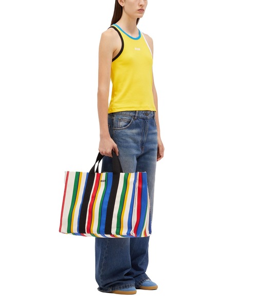 MSGM トートバッグ 「NEW」マルチストライプ キャンバス BIG