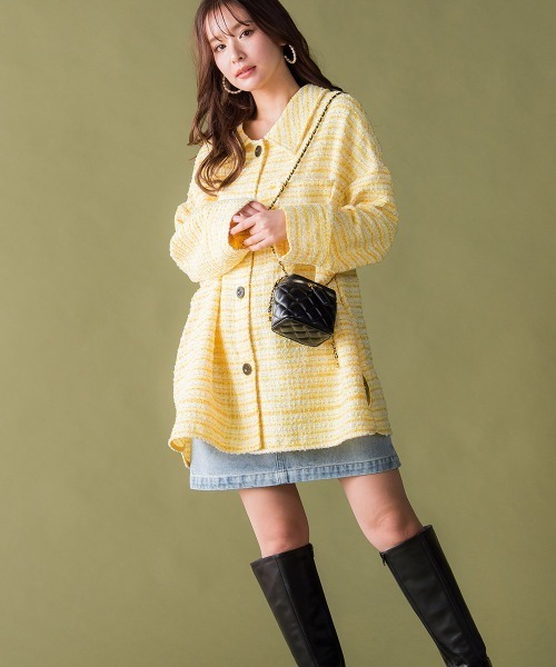 「VICKY」 ツイードジャケット M ブルー レディース_画像6