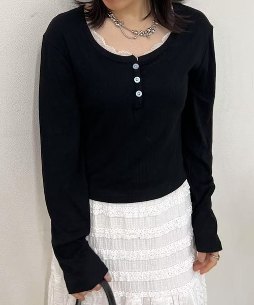 tシャツ レースヘンリーネックカットソー レディース : ZOZOTOWN Yahoo