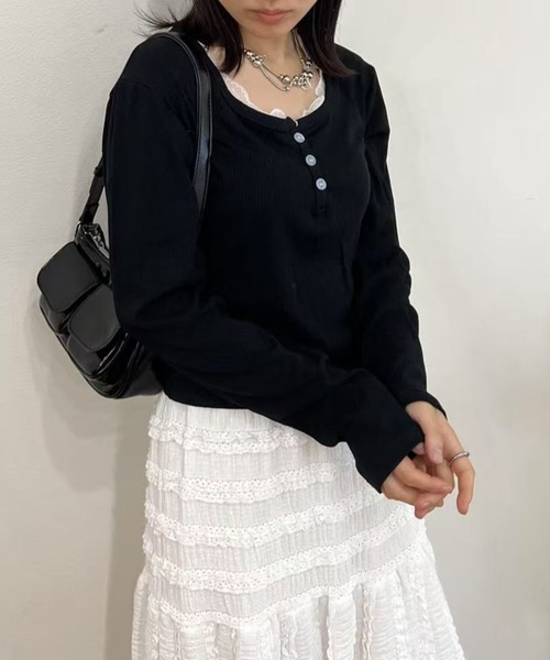 tシャツ レースヘンリーネックカットソー レディース : ZOZOTOWN Yahoo