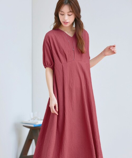 Tiaclasse ワンピース ワッフルVネックワンピース : ZOZOTOWN