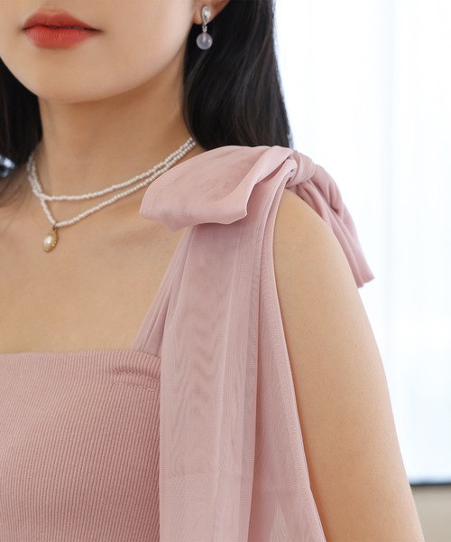   肩リボン　 ドレス ワンピース Lace Ladies（レースレディース） ワンピース 肩リボン ドレープ