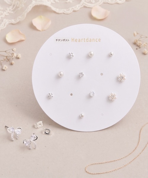Heartdance（ハートダンス） ピアス ガラスリボン6ペアセットピアス