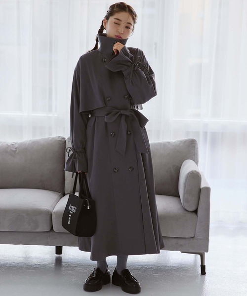 「one after another NICE CLAUP」 トレンチコート LARGE アイボリー レディース_画像2