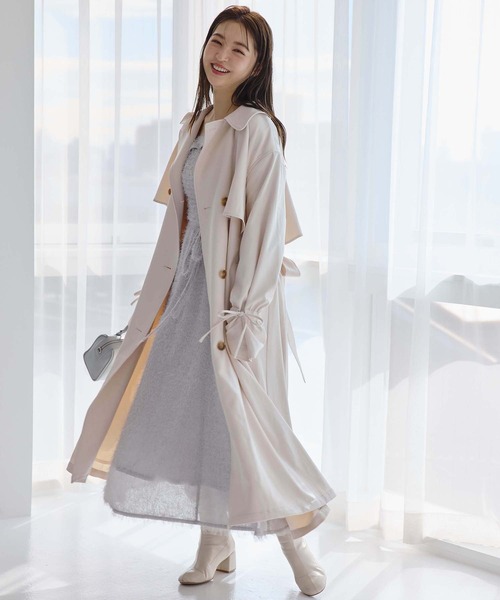 「one after another NICE CLAUP」 トレンチコート LARGE アイボリー レディース_画像3