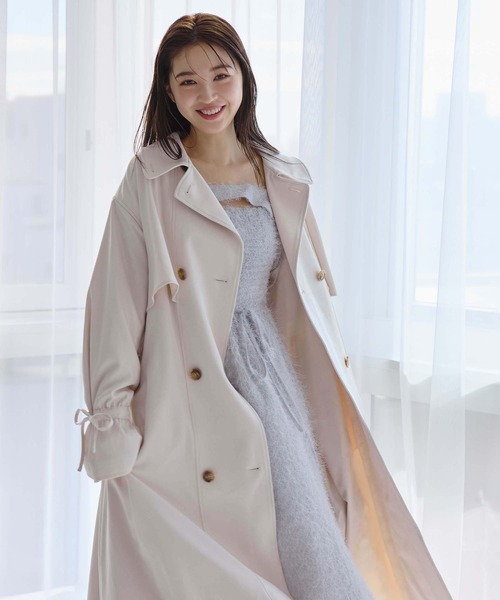 「one after another NICE CLAUP」 トレンチコート LARGE アイボリー レディース_画像4