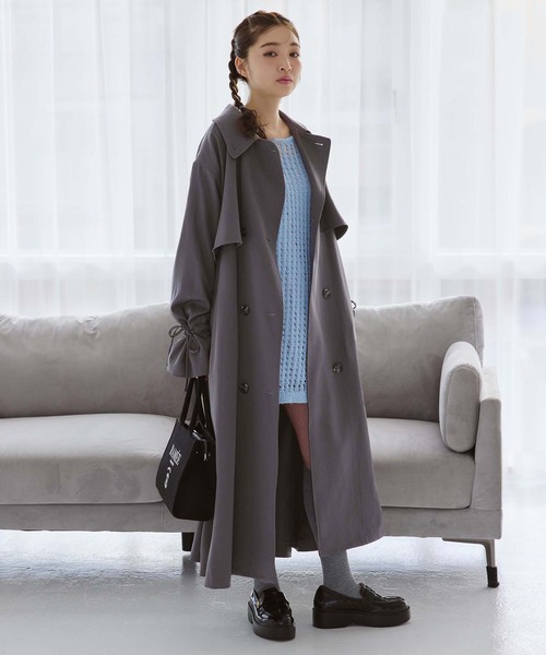 「one after another NICE CLAUP」 トレンチコート LARGE アイボリー レディース_画像7