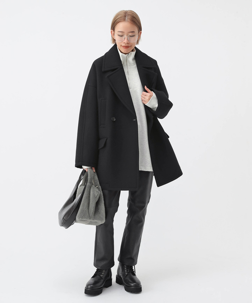 美品 ap studio オーバーサイズPコート ブラック AP STUDIO ピーコート 38 ブラック レディース : ZOZOTOWN Yahoo!店