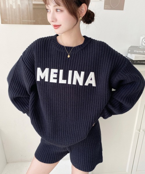 moment+ ワンピース 「セットアップ」フェルトワッペンロゴニットプル