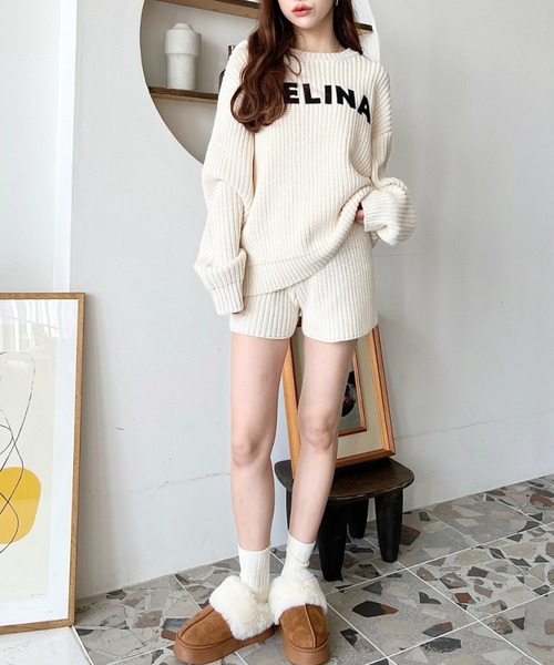 moment+ ワンピース 「セットアップ」フェルトワッペンロゴニットプル