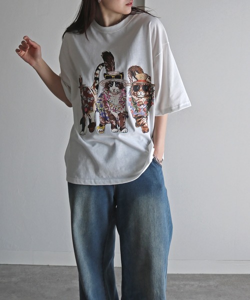 【大人かわいい】新品　フリル　アニマルアニマルプリントカットソー白黒　r71 11009U7P1854902001?$VS_1500$