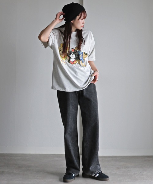 【大人かわいい】新品　フリル　アニマルアニマルプリントカットソー白黒　r71 tシャツ リゾートアニマルプリントTシャツ レディース メンズ