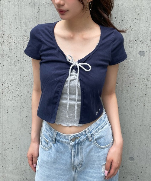 tシャツ 2WAYレイヤードスリーブプリントTシャツ レディース 2WAYレイヤードスリーブプリントTシャツ | OSMOSIS loaf