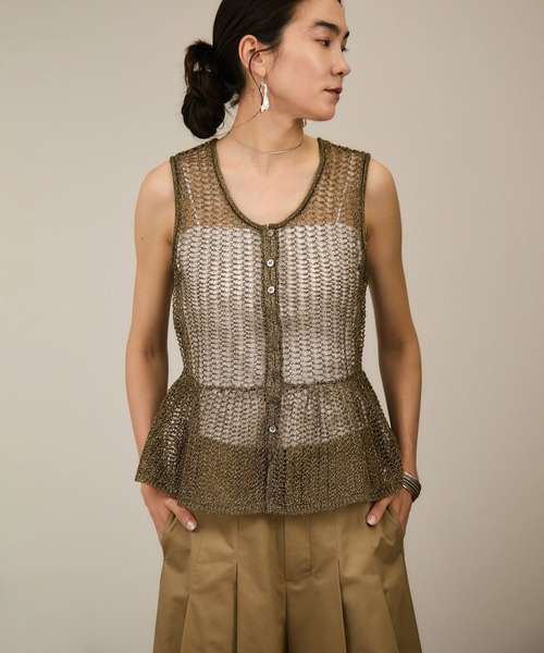 サロン アダム エ ロペ（SALON adam et rope’ ）/ブライトニットレースフレアージレ / ベスト［前後2WAY］ SALON adam et rope'（サロン アダム エ ロペ） ベスト ジレ ブライト