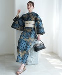 浴衣 浴衣3点セット ローケツ染め風 鉄紺に亀...の詳細画像4
