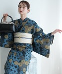 浴衣 浴衣3点セット ローケツ染め風 鉄紺に亀...の詳細画像5