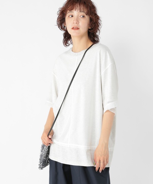 studio CLIP tシャツ メッシュドッキングチュニックプルオーバー