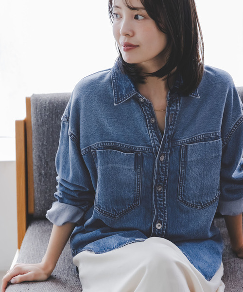 NOBLE（ノーブル） ブラウス シャツ 「追加」スージングデニムビッグ