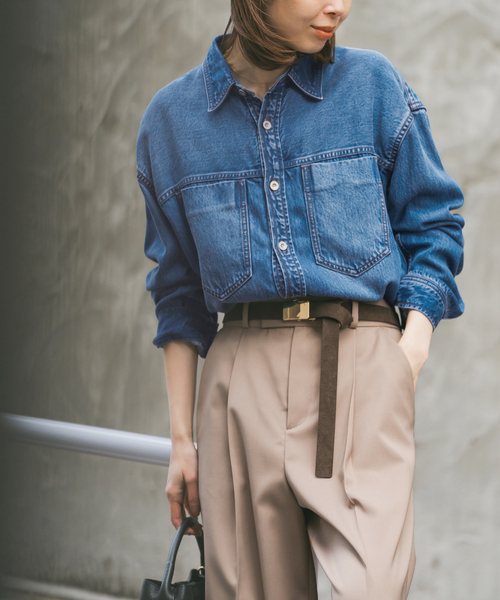 NOBLE（ノーブル） ブラウス シャツ 「追加」スージングデニムビッグ