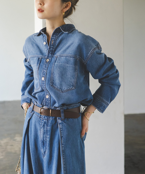 NOBLE（ノーブル） ブラウス シャツ 「追加」スージングデニムビッグ