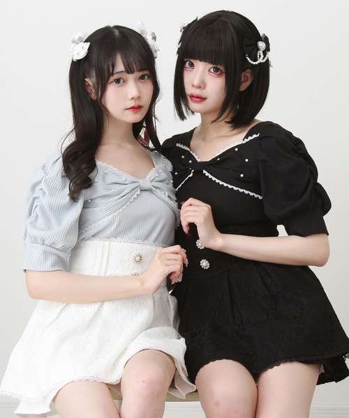 【yumi88】ダブルフェイスリブボレロトップ ボレロ風リボントップス | Rlab store