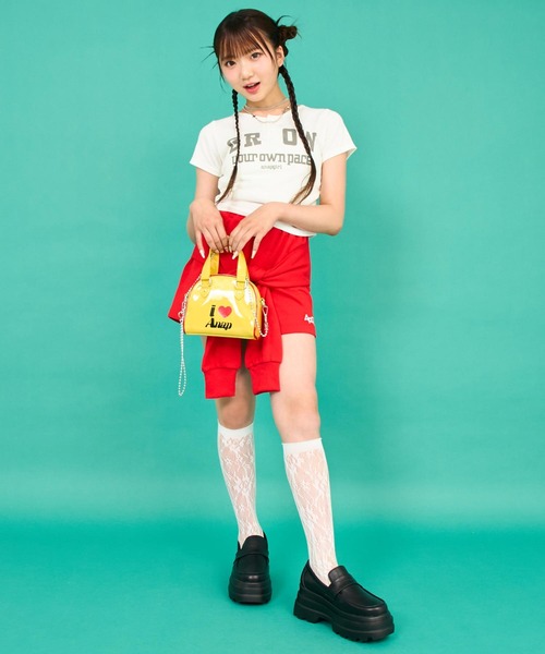 ANAP GiRL（アナップガール） tシャツ メッセージリブトップス キッズ