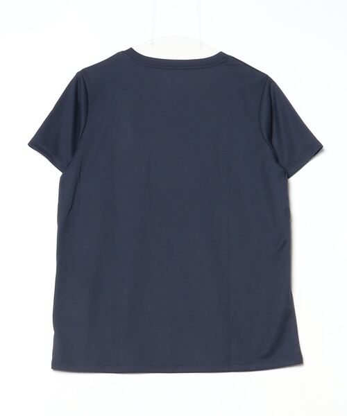 「Champion」 ワンポイント半袖Tシャツ L ネイビー レディース