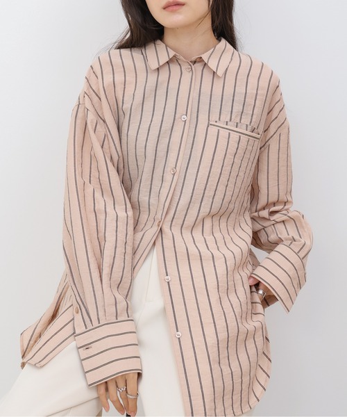 BAB（バブ） ブラウス シャツ シアーストライプシャツ レディース