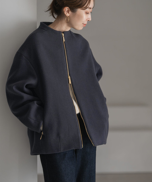 noble ノーカラーコート 再入荷☆NOBLEノーカラージップコート | ショップニュース