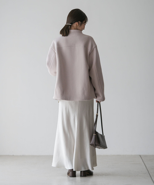美品✨️NOBLE ノーブル ノーカラー ロングコート ジップアップ グレージュ 再入荷☆NOBLEノーカラージップコート | ショップニュース