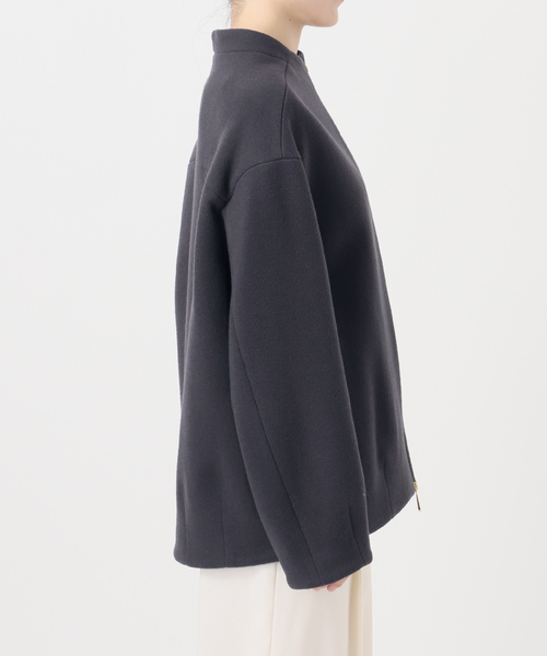 NOBLE（ノーブル） ノーカラーコート コート MTRレイズドネックジップ