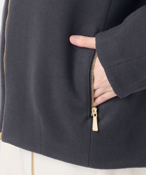 NOBLE（ノーブル） ノーカラーコート コート MTRレイズドネックジップ