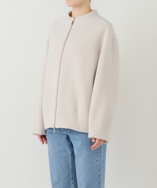 NOBLE（ノーブル） ノーカラーコート コート MTRレイズドネックジップ