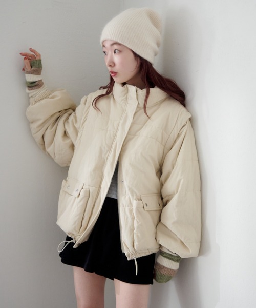 ジャケット・アウター Lemon Melon SodaS Bling Leads ブルゾン アウター Z)「BLINGLEADS」PUレザー刺繍ブルゾン