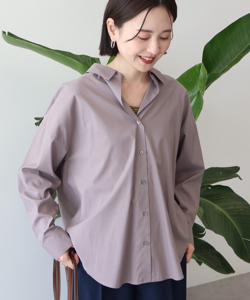 洗える抜け衿ゆるシャツ ツイル取り外し衿デザインブラウス/洗える(ブラウス・シャツ) | MK
