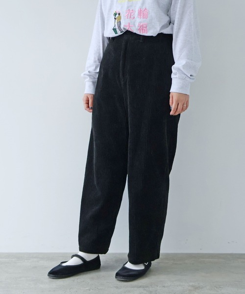 yuni パンツ コットンコーデュロイ バックゴムワイドパンツ レディース