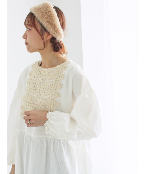 購入不可専用☆SM2胸元コットンレースが大人可愛いストライプチュニック Samansa Mos2（サマンサモスモス） ワンピース 「WEB限定」胸元レース