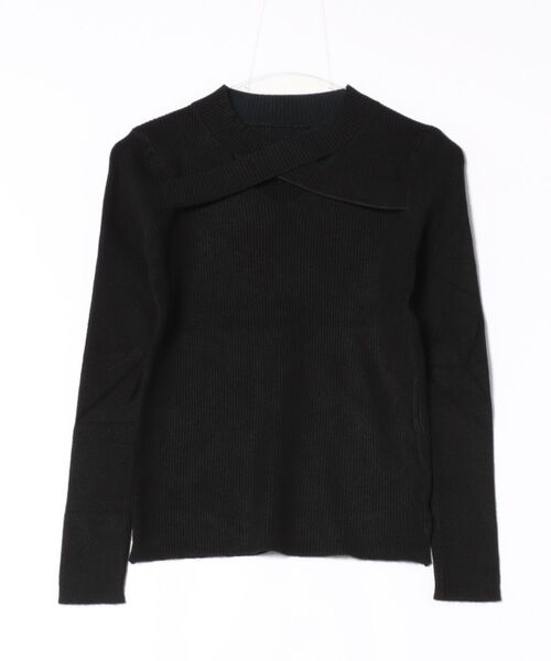 新品 オズモーシス フロントクロスニット プルオーバー ロング ニット Anely ニット セーター ソリッドカラー フロント クロス ニット プル