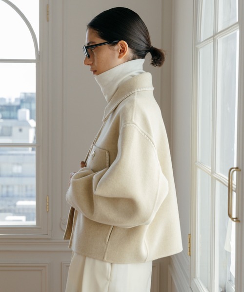 CREDONA コート アウター WOOL EMBROIDERY SHORT ZIP JACKET/ウール