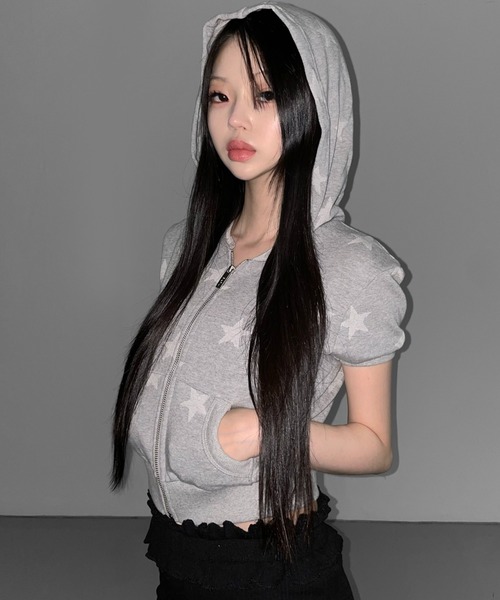 THEAIRTOWN」 「anem」ジップアップパーカー FREE グレー レディース