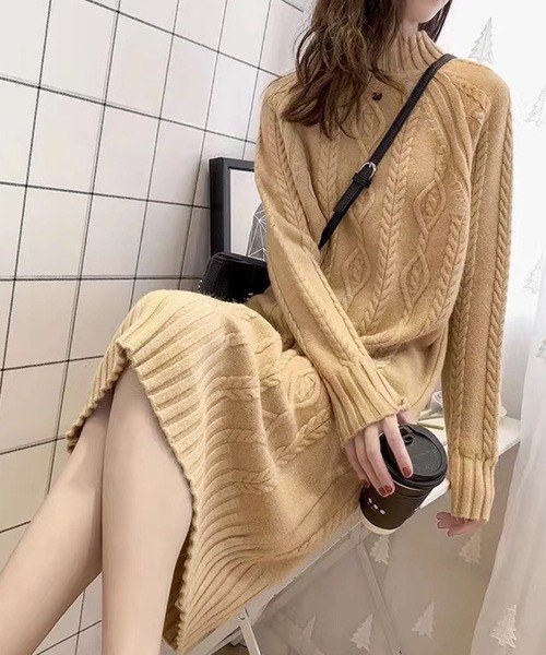 2ly2 ワンピース ケーブル編みニットワンピース : ZOZOTOWN Yahoo!店