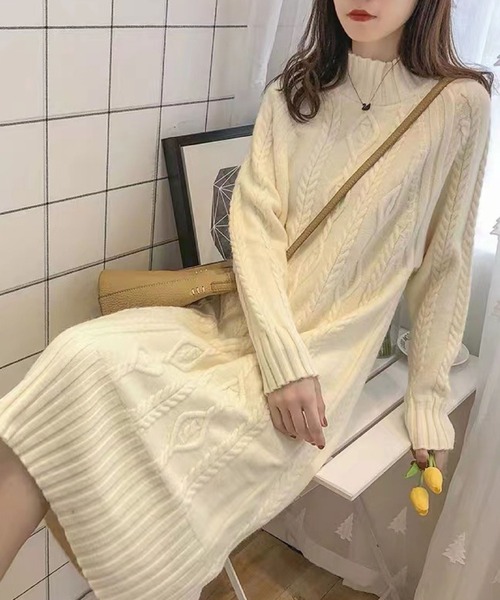 2ly2 ワンピース ケーブル編みニットワンピース : ZOZOTOWN Yahoo!店