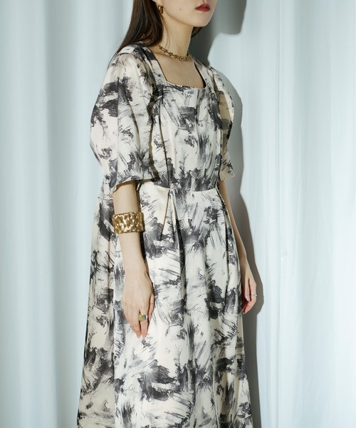 「Ezick」 半袖ワンピース FREE シルバーグレー レディース_画像9