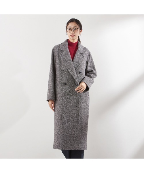 グレー ダブルブレスト チェスターコート SUIT SELECT コート チェスターコート ダブルブレストロングチェスター