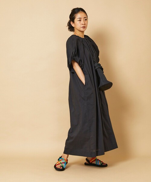 「Freada」 半袖ワンピース ONE SIZE ブラック レディース_画像3