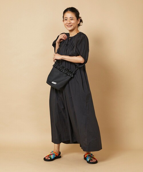 「Freada」 半袖ワンピース ONE SIZE ブラック レディース_画像7