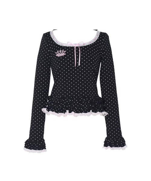 AVENCHUMU tシャツ Brass knuckle long sleeve frill tops レディース 
