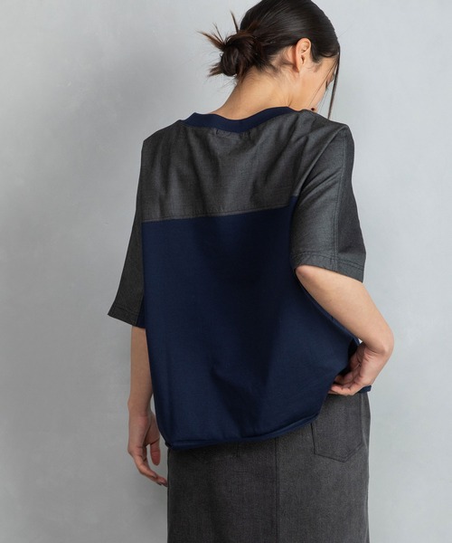 「MARECHAL TERRE」 半袖カットソー MEDIUM カーキ レディース_画像3